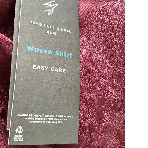 Shaquille O'neal Xlg Men's Casual Botton Down shirt Big & Tall Maroon - Picture 5 of 6